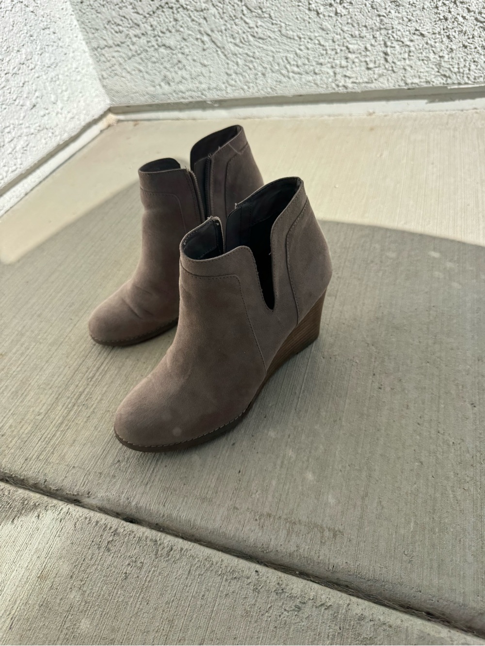 Madden Girl Taupe Suede Wedge Ankle Booties